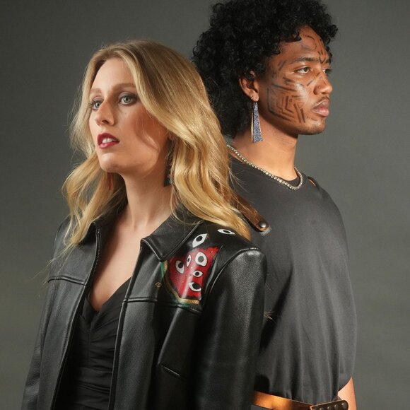 Vintage Unique Leather Jacket, "Melon", SPARK + REBEL - Size S - Picture 4 of 11